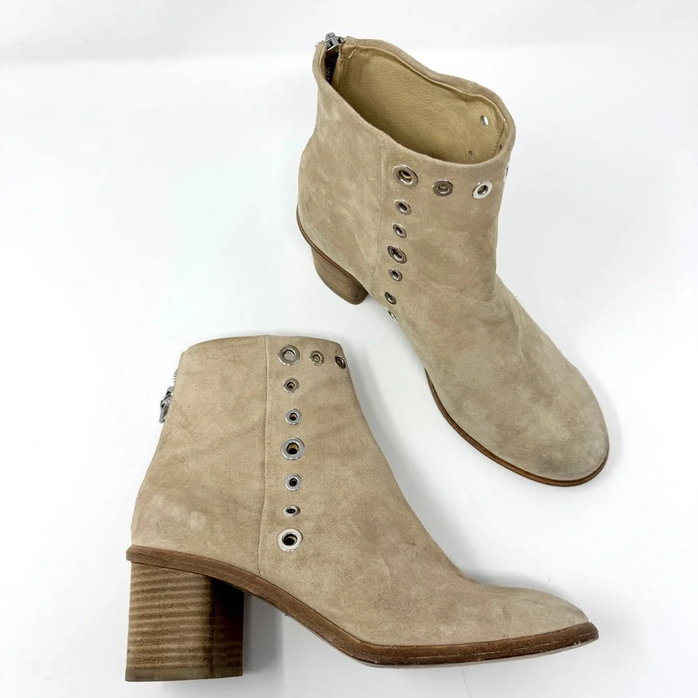 Rag & Bone Tan Suede Grommet Ankle Boots